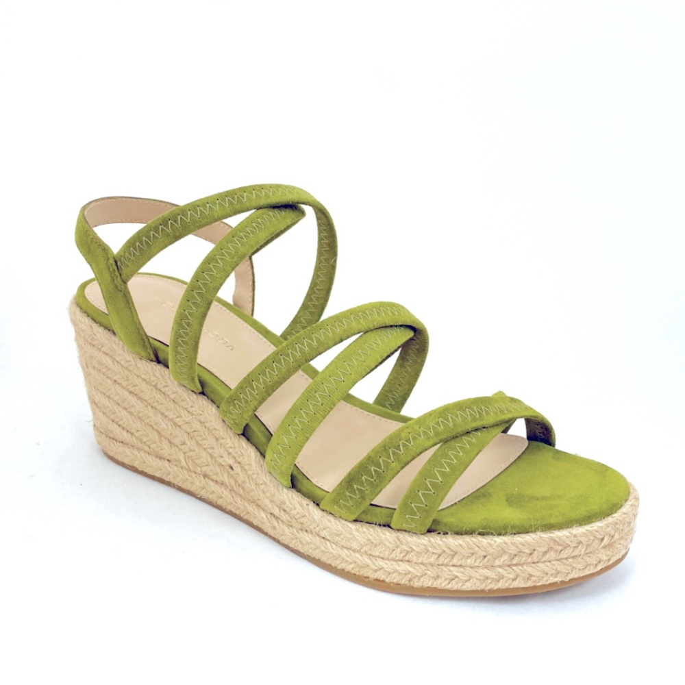 Pelle Moda Green Strappy Kortez Suede Wedges Size 10